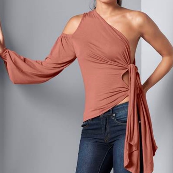 NIP VENUS cold shoulder side tie top - Picture 1 of 11